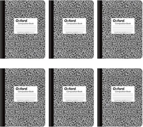 Oxford Composition Notebooks, 6 Pack, College Ruled Paper, 9-3/4 x 7-1/2 Inches, 100 Sheets, Assorted Pastel Covers (63760) in Kuwait