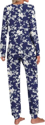 HOTGIFT Women's Fall Pajamas Set with Pockets Soft Pants with Long Sleeve Top Ladies Sleepwear in Kuwait
