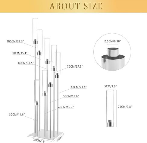 Floor Candelabra Tall 8 Arm Candle Holders for Wedding Centerpiece, 45.3" Metal Candlestick for Taper Candles for Wedding Party Ceremony Aisle Reception (Silver) in Kuwait