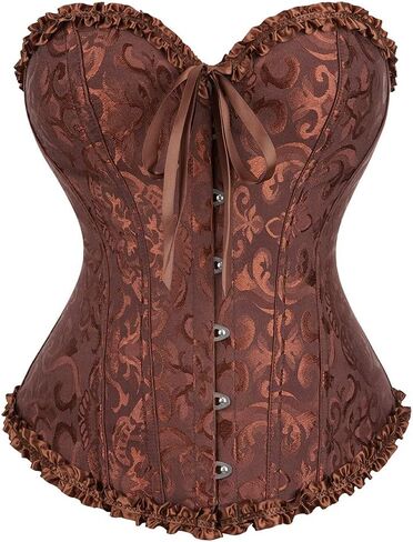 Juakoso Womens Lace Up Corset Top Y2K Floral Boned Overbust Bodyshaper Bustier for Reling Guest Vintage Fishbone Top in Kuwait