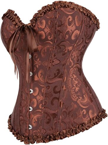 Juakoso Womens Lace Up Corset Top Y2K Floral Boned Overbust Bodyshaper Bustier for Reling Guest Vintage Fishbone Top in Kuwait