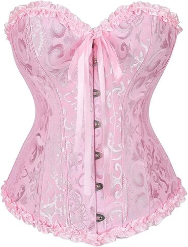 Juakoso Womens Lace Up Corset Top Y2k Floral Boned Overbust Bodyshaper Bustier For Weding Guest Vintage Fishbone Top in Saudi Arabia