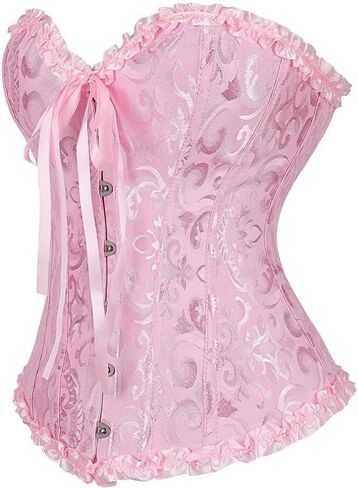 Juakoso Womens Lace Up Corset Top Y2k Floral Boned Overbust Bodyshaper Bustier For Weding Guest Vintage Fishbone Top in Saudi Arabia