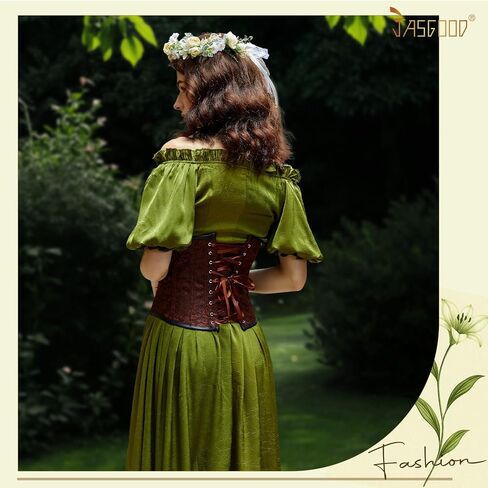 JASGOOD Women’s Black Brown Underbust Corset Belt – Lace-Up Boned Waist Corset Fashion Bustier for Halloween in Saudi Arabia