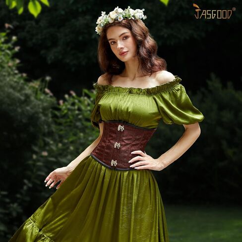 JASGOOD Women’s Black Brown Underbust Corset Belt – Lace-Up Boned Waist Corset Fashion Bustier for Halloween in Saudi Arabia