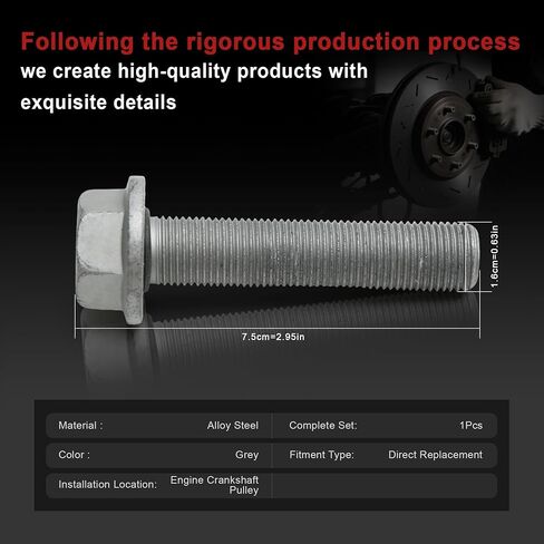 WHT009475 WHT009475B Crankshaft Pulley Bolt with Seals Compatible with Audi A1 A3 A4 A5 A6 A7 A8 Q2 Q3 Q5 TT VW Beetle CC Eos Golf Jetta Passat Polo Tiguan Seat Skoda in Saudi Arabia
