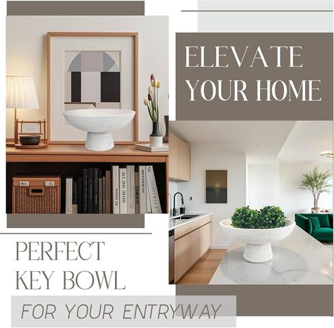 وعاء الفاكهة الزخرفي الكبير - وعاء قاعدة الراتنج المصنوع يدويًا لضكان المطبخ ، وحامل مفتاح المدخل والطاولة المركزية ، وعاء الحجر الجزري خارج الأبيض in Kuwait