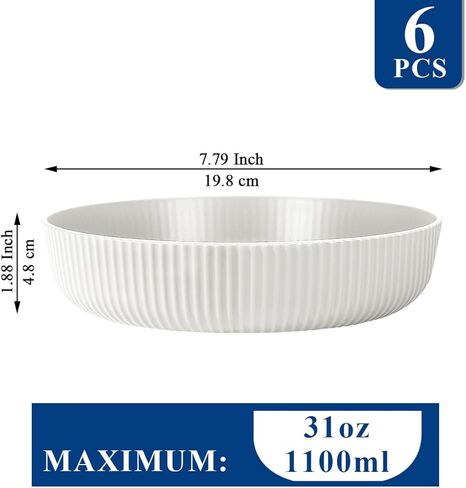 HOMQUEN Pasta Bowls Set of 6, 37oz Salad Bowls Black Soup Bowls, Large Pasta Serving Bowls, Unbreakable Plastic Dinner Bowls, Dinnerware Sets,Valentines Day Gift, Dishwasher Safe (Black) in Kuwait