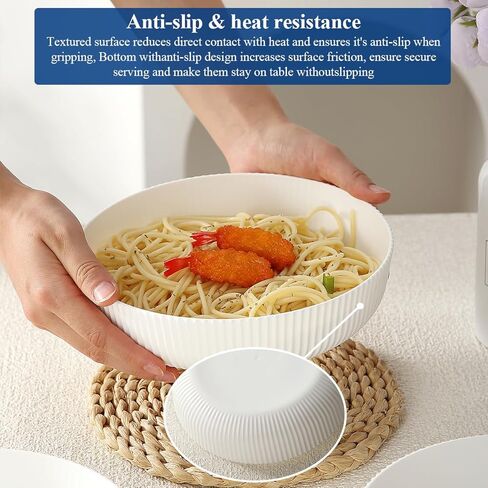 HOMQUEN Pasta Bowls Set of 6, 37oz Salad Bowls Black Soup Bowls, Large Pasta Serving Bowls, Unbreakable Plastic Dinner Bowls, Dinnerware Sets,Valentines Day Gift, Dishwasher Safe (Black) in Kuwait