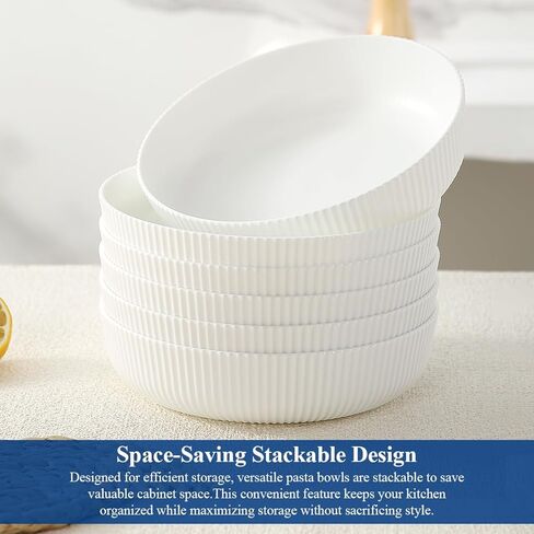 HOMQUEN Pasta Bowls Set of 6, 37oz Salad Bowls Black Soup Bowls, Large Pasta Serving Bowls, Unbreakable Plastic Dinner Bowls, Dinnerware Sets,Valentines Day Gift, Dishwasher Safe (Black) in Kuwait