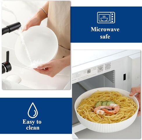 HOMQUEN Pasta Bowls Set of 6, 37oz Salad Bowls Black Soup Bowls, Large Pasta Serving Bowls, Unbreakable Plastic Dinner Bowls, Dinnerware Sets,Valentines Day Gift, Dishwasher Safe (Black) in Kuwait