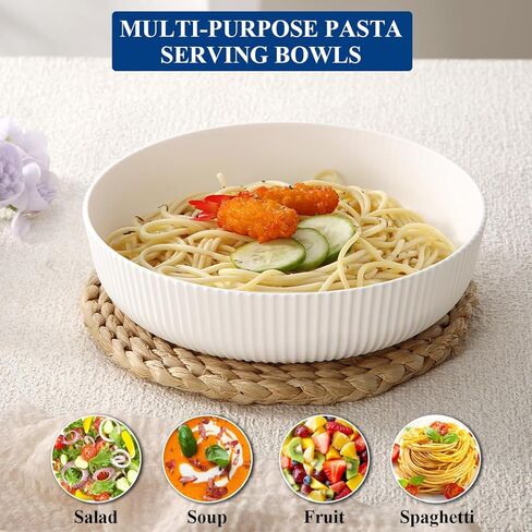 HOMQUEN Pasta Bowls Set of 6, 37oz Salad Bowls Black Soup Bowls, Large Pasta Serving Bowls, Unbreakable Plastic Dinner Bowls, Dinnerware Sets,Valentines Day Gift, Dishwasher Safe (Black) in Kuwait