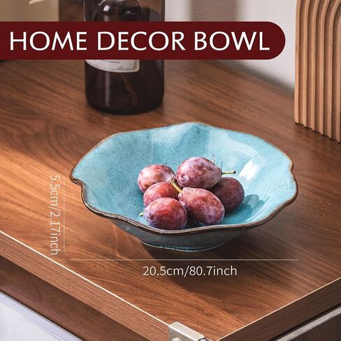 8" Fruit Bowl for Kitchen Counter Decor,Lotus Leaf Shape Ceramic Decorative Bowl,Key Bowl for Entryway Table Modern Home Decor in Saudi Arabia