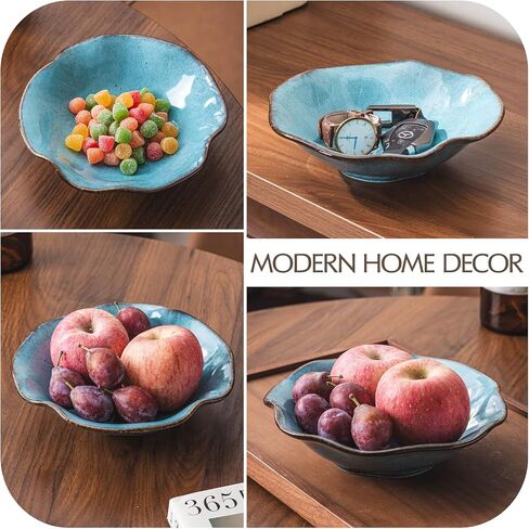 8" Fruit Bowl for Kitchen Counter Decor,Lotus Leaf Shape Ceramic Decorative Bowl,Key Bowl for Entryway Table Modern Home Decor in Saudi Arabia