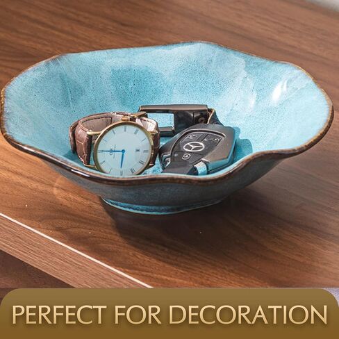 8" Fruit Bowl for Kitchen Counter Decor,Lotus Leaf Shape Ceramic Decorative Bowl,Key Bowl for Entryway Table Modern Home Decor in Saudi Arabia