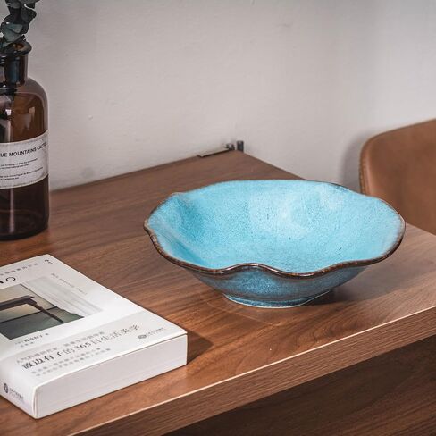 8" Fruit Bowl for Kitchen Counter Decor,Lotus Leaf Shape Ceramic Decorative Bowl,Key Bowl for Entryway Table Modern Home Decor in Saudi Arabia