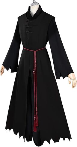 Mens Singers Cosplay Costume Dark Hanfu Coat Tunic Robe Hat Uniform Suit Anime Singing Halloween Outfit in Saudi Arabia