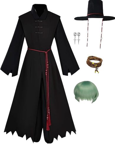 Mens Singers Cosplay Costume Dark Hanfu Coat Tunic Robe Hat Uniform Suit Anime Singing Halloween Outfit in Saudi Arabia