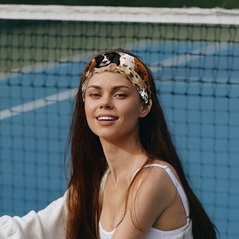 Wide Headband for Women Soft Hair Head Band Sport Hair Band for Workout Yoga Running, Dog Paw in Saudi Arabia