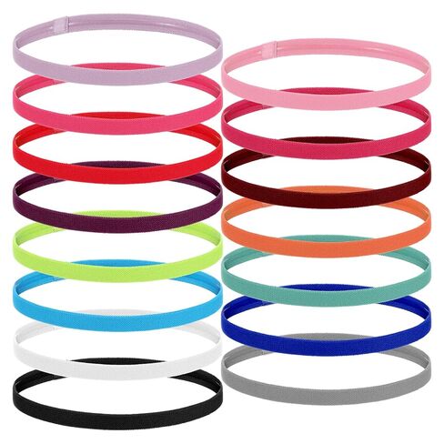 15 Pcs Thin Elastic Headbands Non Slip Sport Sweatbands for Women Men Breathable Sweat Wraps for Running Yoga Gym Workout Tennis Basketball Volleyball Hiking Indoor Outdoor Activities in Kuwait