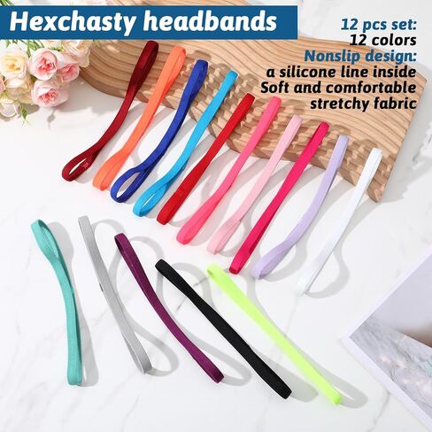 15 Pcs Thin Elastic Headbands Non Slip Sport Sweatbands for Women Men Breathable Sweat Wraps for Running Yoga Gym Workout Tennis Basketball Volleyball Hiking Indoor Outdoor Activities in Kuwait