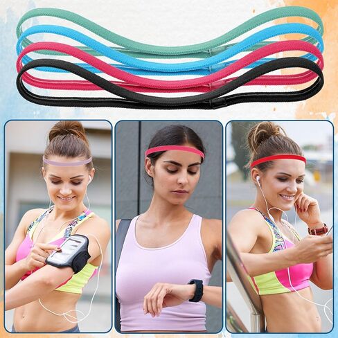 15 Pcs Thin Elastic Headbands Non Slip Sport Sweatbands for Women Men Breathable Sweat Wraps for Running Yoga Gym Workout Tennis Basketball Volleyball Hiking Indoor Outdoor Activities in Kuwait