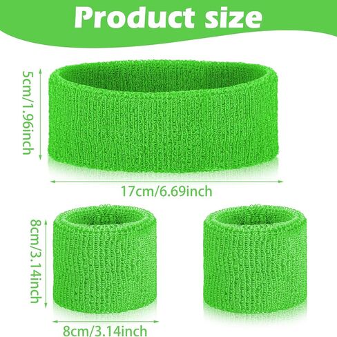 3 Pcs 80s Sports Wristband and Headband Neon Sweatbands Set Neon Outfits for Women Costumes Accessories Sweat Band for Party Football Basketball Baseball Soccer in Saudi Arabia