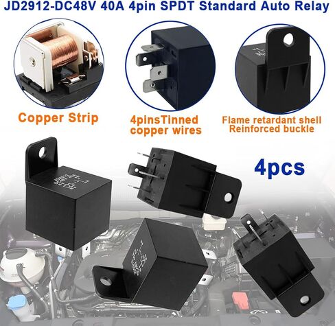 48V 40A Car Relay 4 Pin JD-2912 SPST Automotive Switches and Starters, Waterproof Relay for Boat Tractor Truck Motorcycle(4PCS) in Saudi Arabia