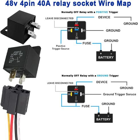 48V 40A Car Relay 4 Pin JD-2912 SPST Automotive Switches and Starters, Waterproof Relay for Boat Tractor Truck Motorcycle(4PCS) in Saudi Arabia