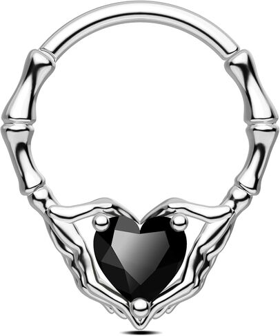 CM CRAREESI HASEA HAYERON HAND SPEMPLING 316L SURCICAL STEMICAL SPECTION SEPTUM JOWNELDRY 16G HEART CZ DAITH ARINGS 10MM GOTHIC GOTHIC GOTHIC INTILAGE JOWENT in Saudi Arabia