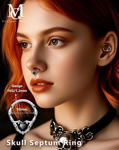 CM CRAREESI HASEA HAYERON HAND SPEMPLING 316L SURCICAL STEMICAL SPECTION SEPTUM JOWNELDRY 16G HEART CZ DAITH ARINGS 10MM GOTHIC GOTHIC GOTHIC INTILAGE JOWENT in Saudi Arabia