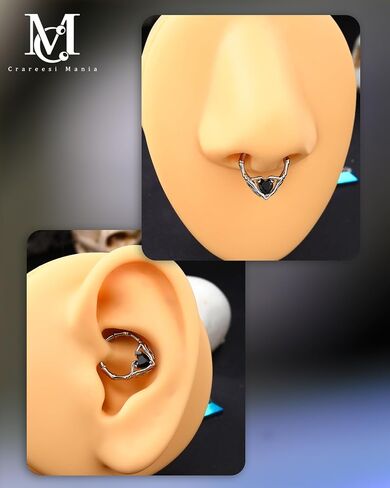 CM CRAREESI HASEA HAYERON HAND SPEMPLING 316L SURCICAL STEMICAL SPECTION SEPTUM JOWNELDRY 16G HEART CZ DAITH ARINGS 10MM GOTHIC GOTHIC GOTHIC INTILAGE JOWENT in Saudi Arabia
