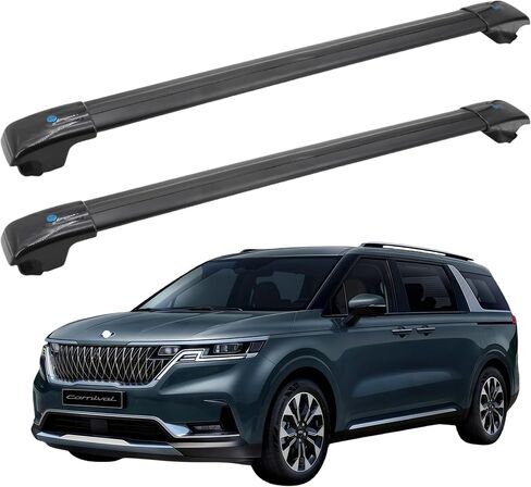 Sydsz Cross Bar Roof رف مناسب لـ Kia Carnival 2022 2023 2024 2025 مع قضبان جانبية مرتفعة ، رف أمتعة على السطح من الألومنيوم ، رف التزلج على سقف السيارة in Kuwait