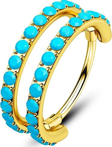 OUFER 20G Double Nose Rings Hoops, Turquoise Nose Rings for Women Men, Daith Earrings, Tragus Rook Conch Helix Lip Piercing Jewelry,316L Surgical Steel Hinged Segment Septum Hoop Jewelry 6/7/8mm in Saudi Arabia