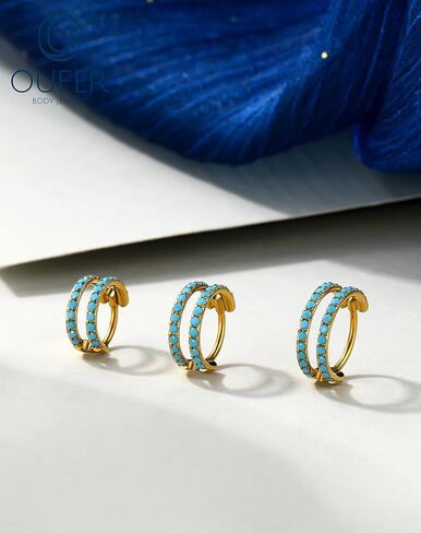 OUFER 20G Double Nose Rings Hoops, Turquoise Nose Rings for Women Men, Daith Earrings, Tragus Rook Conch Helix Lip Piercing Jewelry,316L Surgical Steel Hinged Segment Septum Hoop Jewelry 6/7/8mm in Saudi Arabia