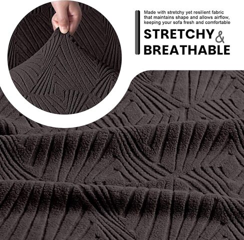 VANSOFY Recliner Chair Covers, 4-Pieces Stretch Recliner Cover Jacquard Soft Reclining Chair Slipcover Furniture Protector with Elastic Bottom for Lazy Boy Recliner(Chocolate) in Saudi Arabia