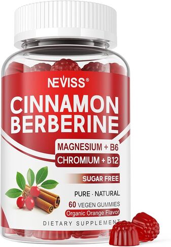 بربرين مع قرفة Ceylon Gummies 2000mg مكملات معقدة - خالية من السكر ، نباتي - بالإضافة إلى البطيخ المرير ، الغليسينات الكروم والمغنيسيوم ، مكملات القرفة العضوية HCl العضوية ، 120 ج. in Saudi Arabia