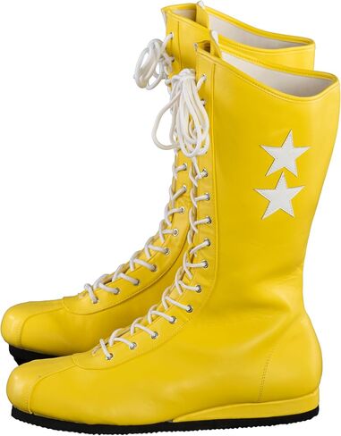 Macho Wrestler Man Madness Yellow Boots with Stars Halloween Costume Accessory Cosplay in Saudi Arabia