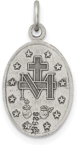 925 Sterling Silver Artiqued Medal Medal Pendant (L- 20 مم ، W- 10 مم) in Saudi Arabia