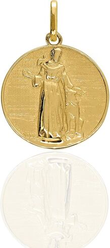 forme di Lucchetta - 14k Solid Gold Saint Francis of Assisi Medal - 'Pax Et Bonum' - Authentic Italian Made Religious Jewelry for Men & Women, 15mm, Pendant Only in Saudi Arabia