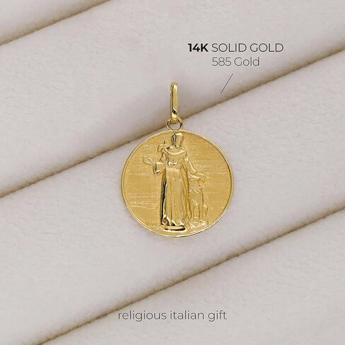 forme di Lucchetta - 14k Solid Gold Saint Francis of Assisi Medal - 'Pax Et Bonum' - Authentic Italian Made Religious Jewelry for Men & Women, 15mm, Pendant Only in Saudi Arabia