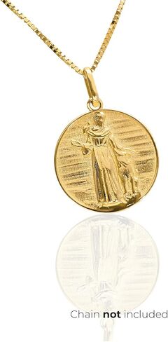 forme di Lucchetta - 14k Solid Gold Saint Francis of Assisi Medal - 'Pax Et Bonum' - Authentic Italian Made Religious Jewelry for Men & Women, 15mm, Pendant Only in Saudi Arabia