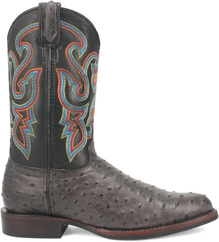 Dingo Mens Ranger Leather Embroidered Ostrich Print Round Toe Dress Boots Mid Calf - Brown in Saudi Arabia