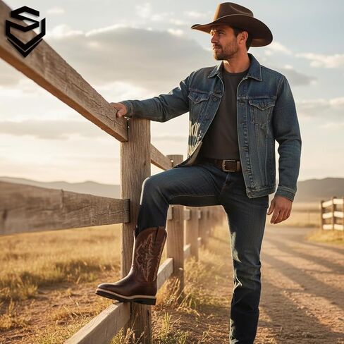 من المؤكد أن إصبع أخمص القدمين في Western Western Western Western Boots ، أحذية عمل مربعة للماء للرجال ، مريح ودائم ، مقاوم للزيت/الانزلاق ، جلد أكثر سمكًا ، نعلًا مطاطيًا ، أحذية عمل مع مطرزة in Kuwait