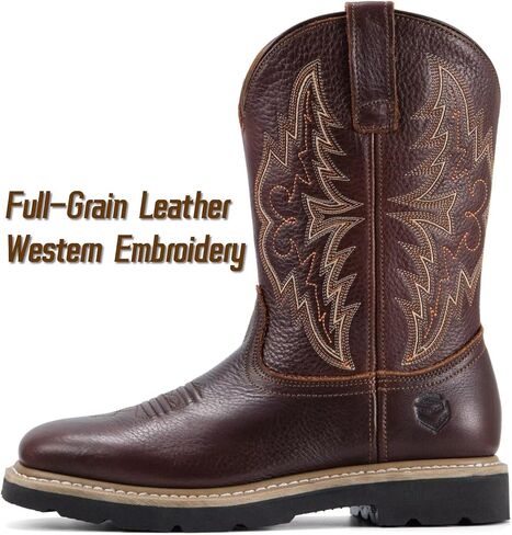 من المؤكد أن إصبع أخمص القدمين في Western Western Western Western Boots ، أحذية عمل مربعة للماء للرجال ، مريح ودائم ، مقاوم للزيت/الانزلاق ، جلد أكثر سمكًا ، نعلًا مطاطيًا ، أحذية عمل مع مطرزة in Kuwait