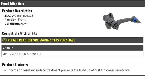 Front Idler Arm - Compatible with 2016-2018 Nissan Titan XD in Saudi Arabia