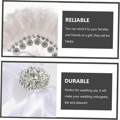Artibetter Plume Fan Prop مع تصميم Rhinestone Design مروحة الزفاف الأنيقة لحفلات الزفاف عروض الرقص والتصوير الملحق الأنيق باليد للعرائس والضيوف in Saudi Arabia
