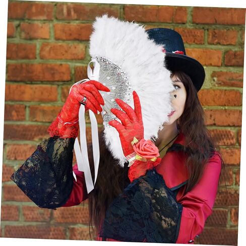 Artibetter Plume Fan Prop مع تصميم Rhinestone Design مروحة الزفاف الأنيقة لحفلات الزفاف عروض الرقص والتصوير الملحق الأنيق باليد للعرائس والضيوف in Saudi Arabia
