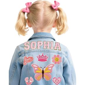 Personalized Kids Denim Jacket with Names Custom Denim Jacket Patch Outerwear Jacket Toddler Spring and Fall Coat in Saudi Arabia