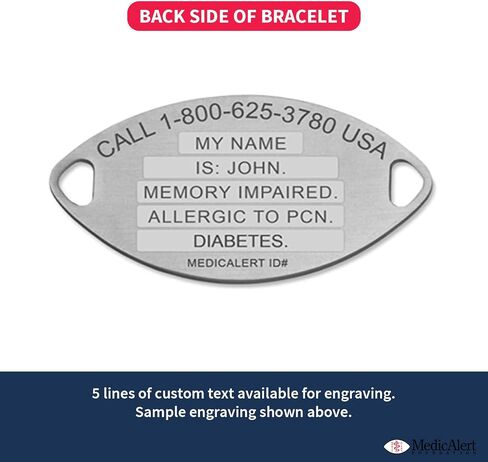 سوار Medicalert Classic كبير المعرف الطبي للرجال والنساء مع نقش مخصص مجاني - كلاسيكي كبير أحمر - 8 بوصات in Saudi Arabia